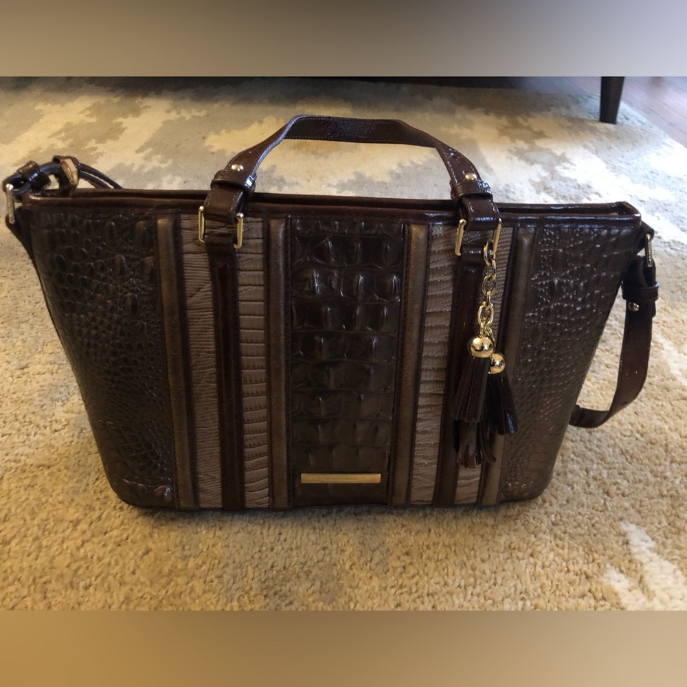 Brahmin Mini Asher Handbag In Brown Patina Dorati Excellent Condition! - Picture 3 of 16